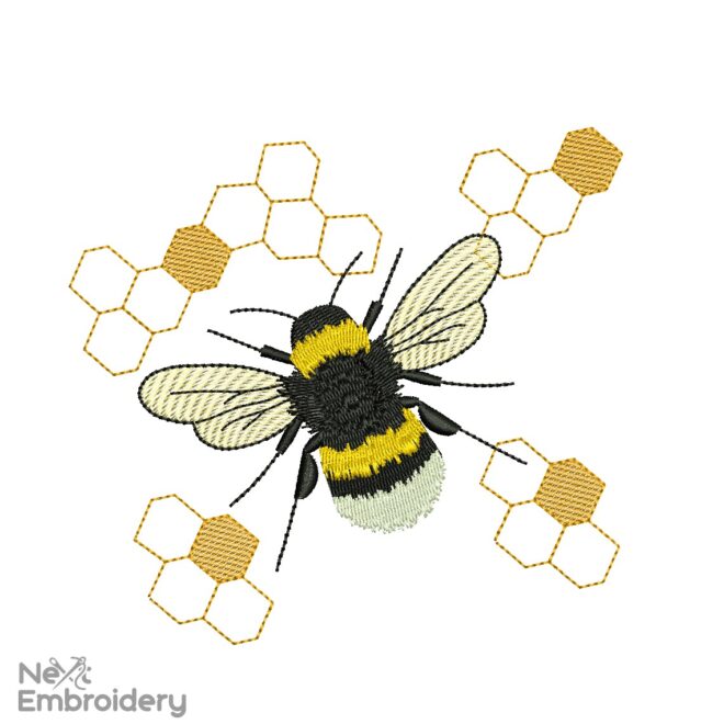 Bee Honey embroidery design