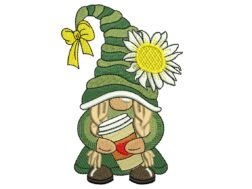 Coffee Gnome Embroidery Design