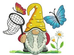 Gnome Butterfly Embroidery Design