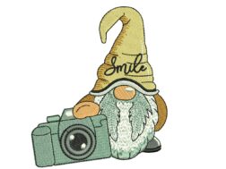 Gnome with Camera Embroidery Design