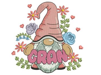 Gran Mother’s Day Embroidery Design, Floral Machine Embroidery File