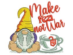 Make Tea Not War Embroidery Design