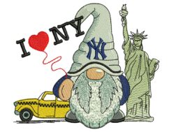 New York Gnome Embroidery Design