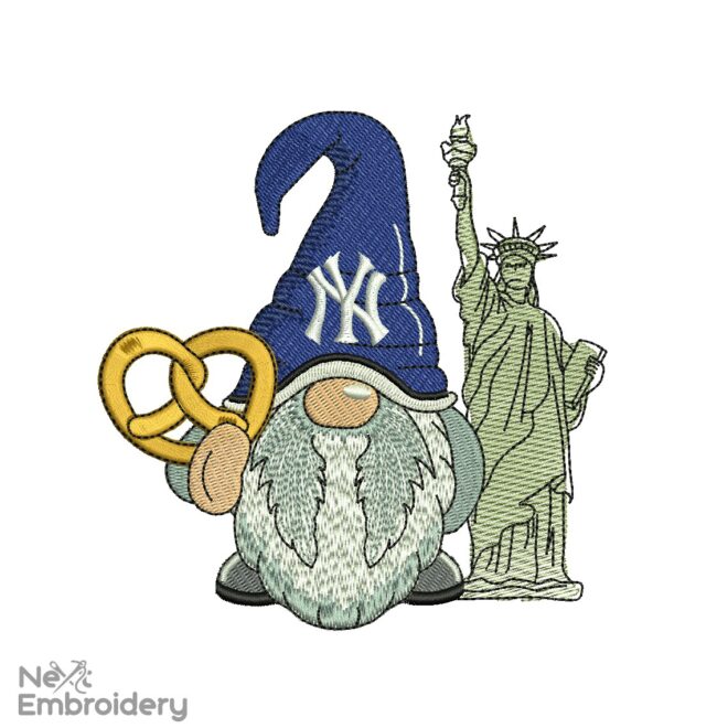 New Yorker Gnome Embroidery Design, I Love NY Machine Embroidery File