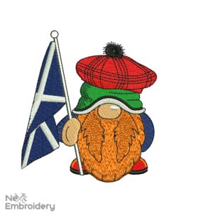 Scottish Gnome Embroidery Design, Scotland Embroidery, St Andrew's Day Machine Embroidery Designs