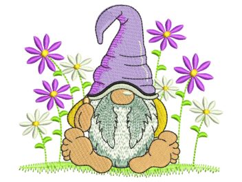 Spring Gnome Embroidery Design, Bee Kind Machine Embroidery File