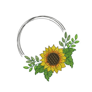 Sunflower Wreath Embroidery Design, Machine embroidery design