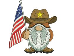 Texas American Gnome Embroidery Design