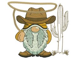 Texas Gnome Embroidery Design