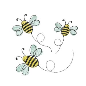 Triple Bee Embroidery Design, Summer embroidery designs