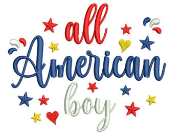 All American Boy Embroidery Design, 4th Of July Embroidery Design, Machine Embroidery Design
