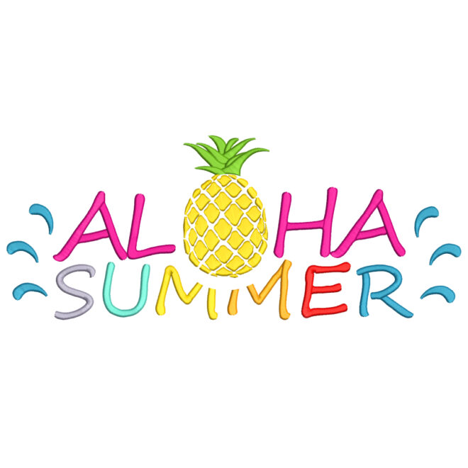 Aloha Summer Embroidery Design, Summer time embroidery designs