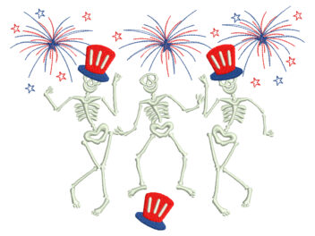 American Dancing Skeletons Embroidery Designs, 4th July Embroidery Designs