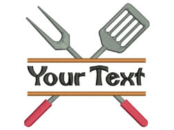 BBQ Split Utensil Embroidery Design