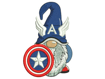Captain American Embroidery Design, Patriotic Gnome machine Embroidery Design