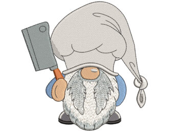 Chef with Cleaver Embroidery Design, Gnome Embroidery Design