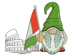 Colosseum Rome Gnome Embroidery Design