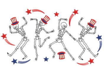 Dancing Skeletons Embroidery Designs, USA Patriotic Embroidery Designs