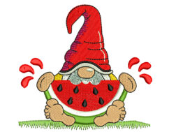 Gnome with Watermelon Summer Embroidery Design
