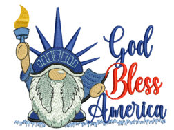 God Bless America Gnome Embroidery Design