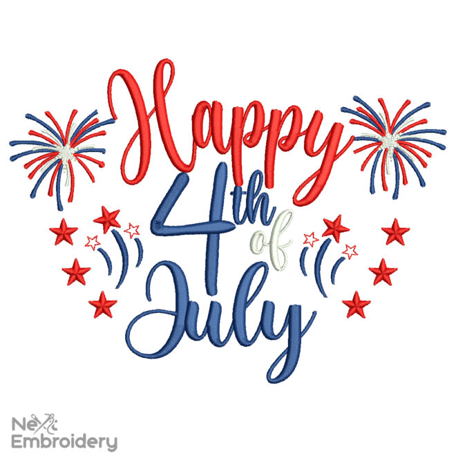 Happy 4th of July Embroidery Designs, American Embroidery Designs
