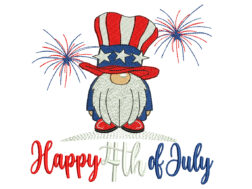 Happy 4th of July Gnome Embroidery Designs