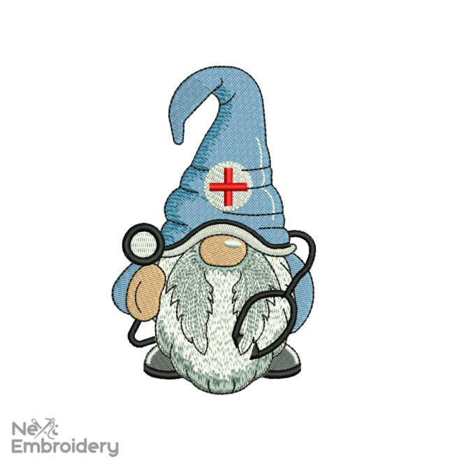 Hospital Gnome Embroidery Design, Medic Nurse, Embroidery Designs