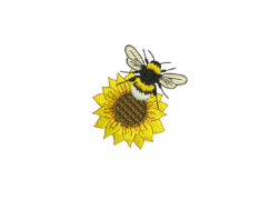 Mini Sunflower Bee embroidery design