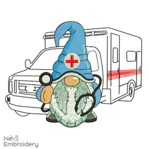 Paramedic Gnome Embroidery Design, Medic Nurse Ambulance, Embroidery Designs