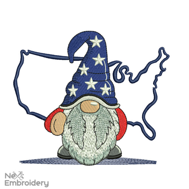 Patriot Gnome Embroidery Design