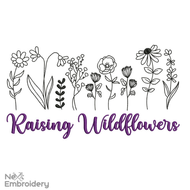 Raising Wildflowers Embroidery Design, Machine Embroidery Design