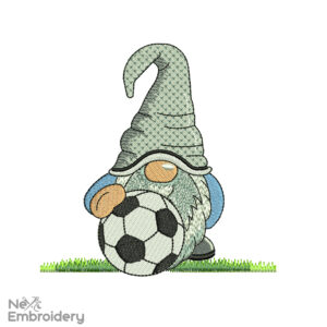 Soccer Gnome Embroidery Design, Football sport Embroidery Designs