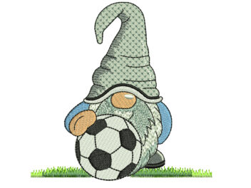 Soccer Gnome Embroidery Design, Football sport Embroidery Designs
