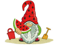 Summer Gnome with Watermelon Embroidery Design