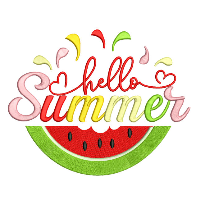 Summer Watermelon Embroidery Design, Summer time embroidery designs