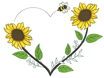 Sunflower Wreath Embroidery Design, Minimalist Embroidery Design