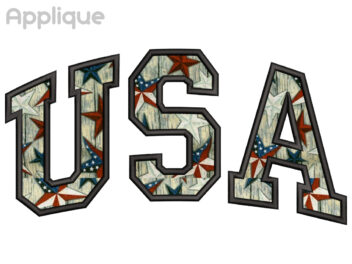 USA Applique Embroidery Design, USA Embroidery Design, 4th July Machine Embroidery File