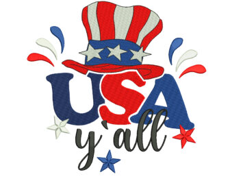 USA y'all Embroidery Design, 4th Of July Embroidery Design, Machine Embroidery Design