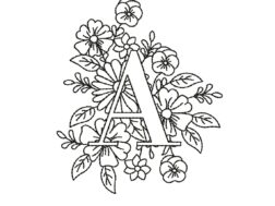 Floral Letter A Embroidery Design