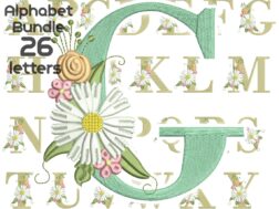 Alphabet with Flower Embroidery Design