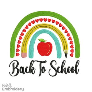 Back to School embroidery design, Rainbow Machine embroidery file
