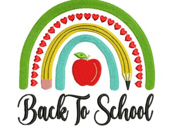 Back to School embroidery design, Rainbow Machine embroidery file