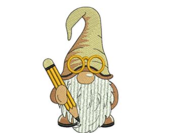 Back to School Gnome Embroidery design. Teacher Gnome