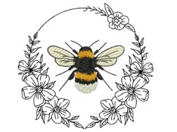Floral Bee Embroidery Design