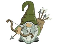 Gnome with Bow and Arrow Embroidery Design