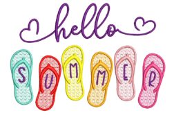 Hello Summer Flip Flops Embroidery Design