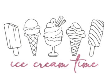 Ice cream Time embroidery design, Summer Machine embroidery file