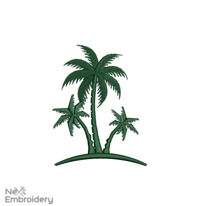 Mini Palm trees embroidery design, trees summer tropical design