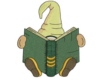 Reading Gnome Embroidery Design, Back to School Embroidery Designs