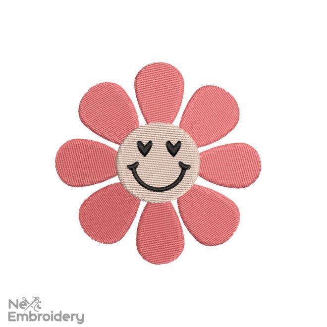 Retro Mini Flower Embroidery Design, Smile Machine Embroidery File